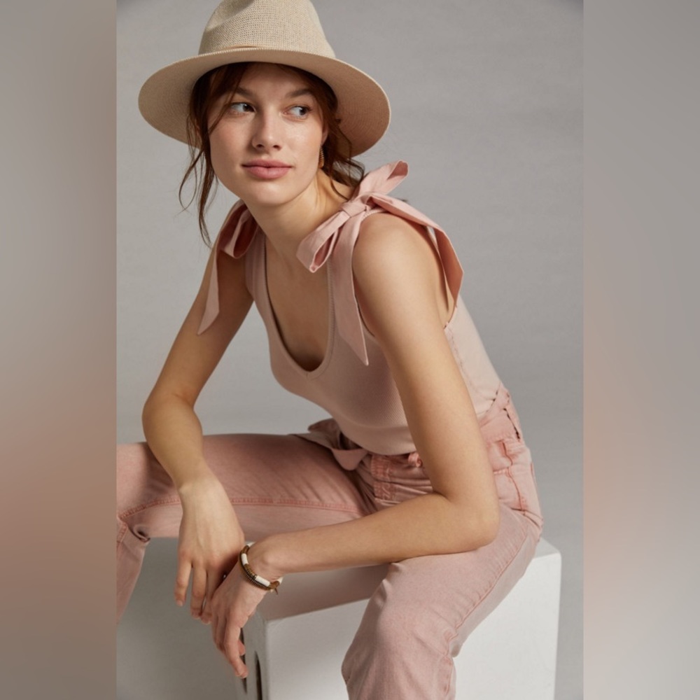 NWT Maeve Anthropologie Blush Bow Tie Tank Size XL